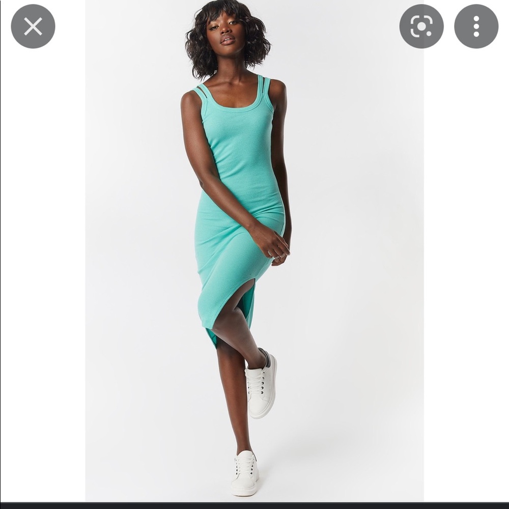 Double Strap Scoop Neck Midi Dress